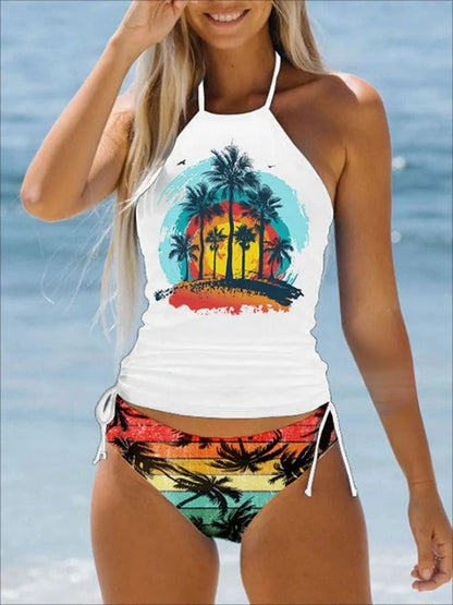 LP | Elegant printed swimsuit with split design