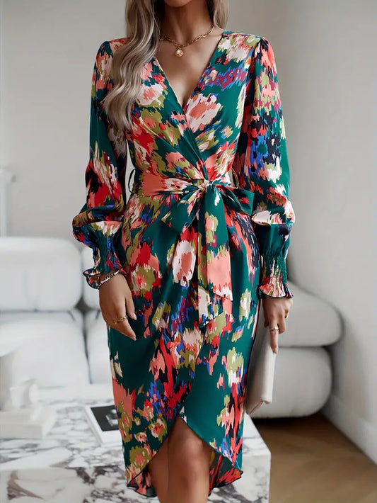 Mc | All-over print wrap dress.