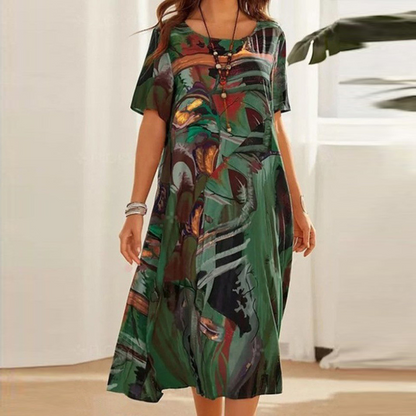 Summery midi dress with modern print