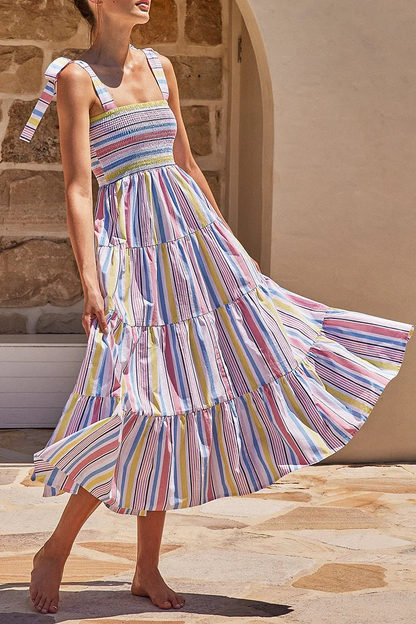 Mc | Printed dresses with thin straps and urban fashion patches.