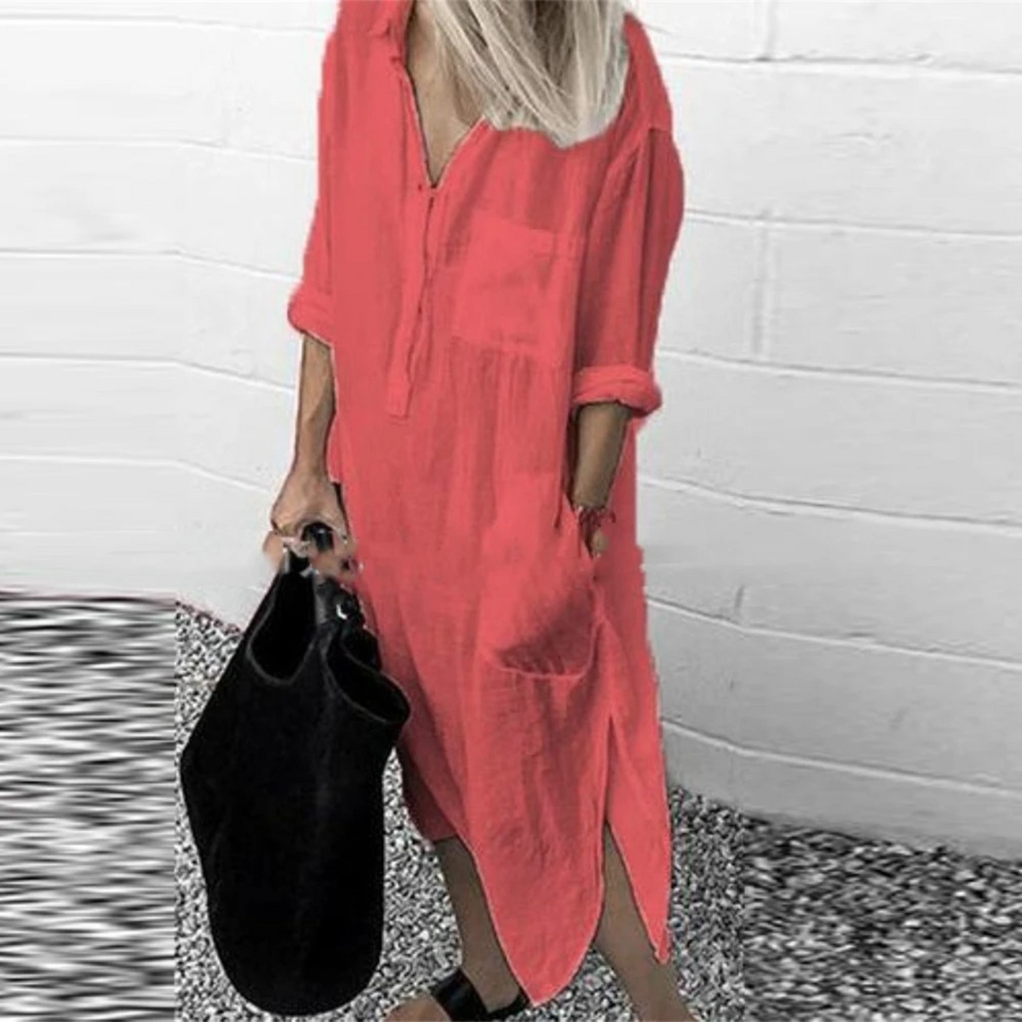 Mc | half-length cotton and linen blouse dress