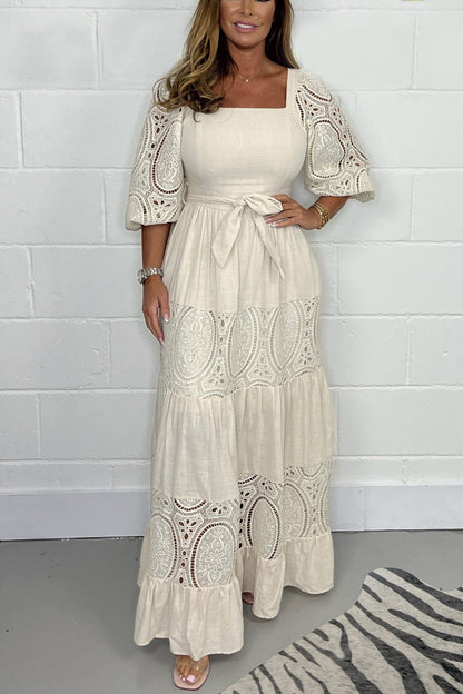 LP | Patchwork lace dress with square neckline