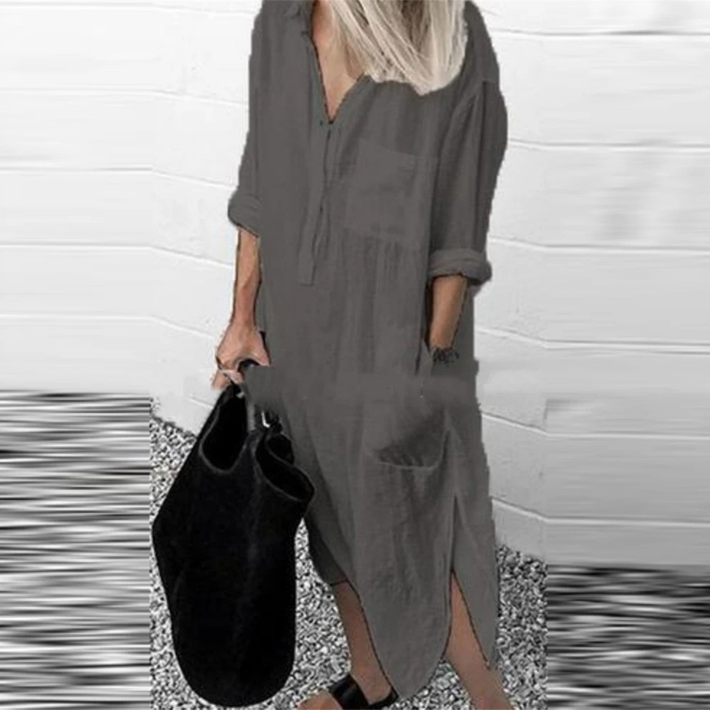 Mc | half-length cotton and linen blouse dress