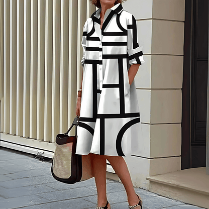 LD | shirt dress with geometric print for ladies