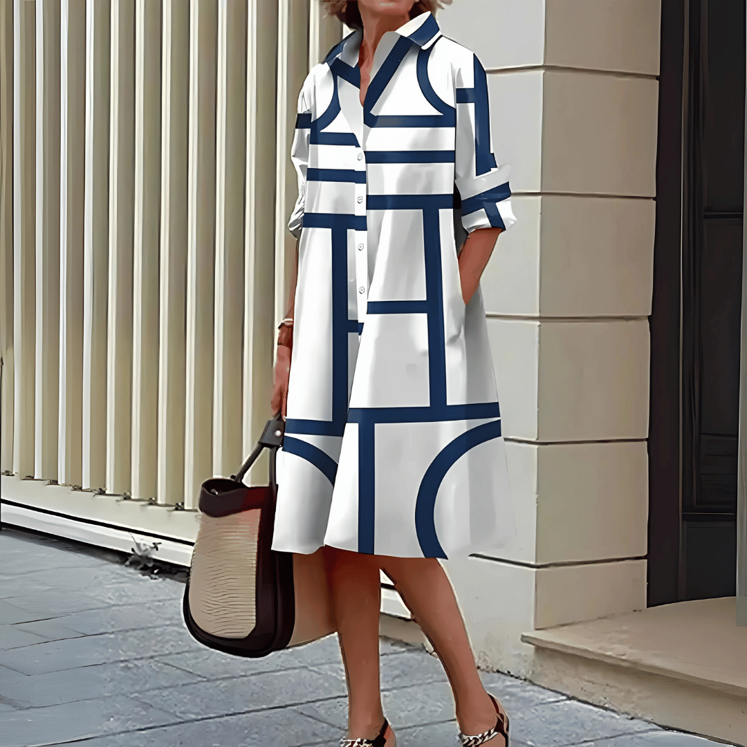 LD | shirt dress with geometric print for ladies