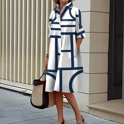 LD | shirt dress with geometric print for ladies