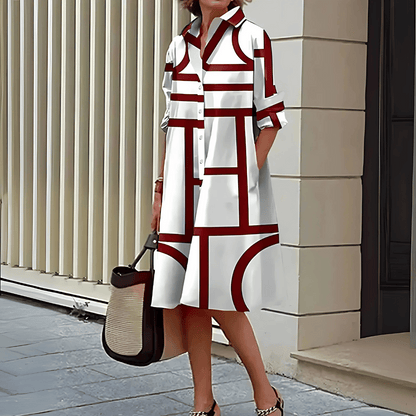 LD | shirt dress with geometric print for ladies