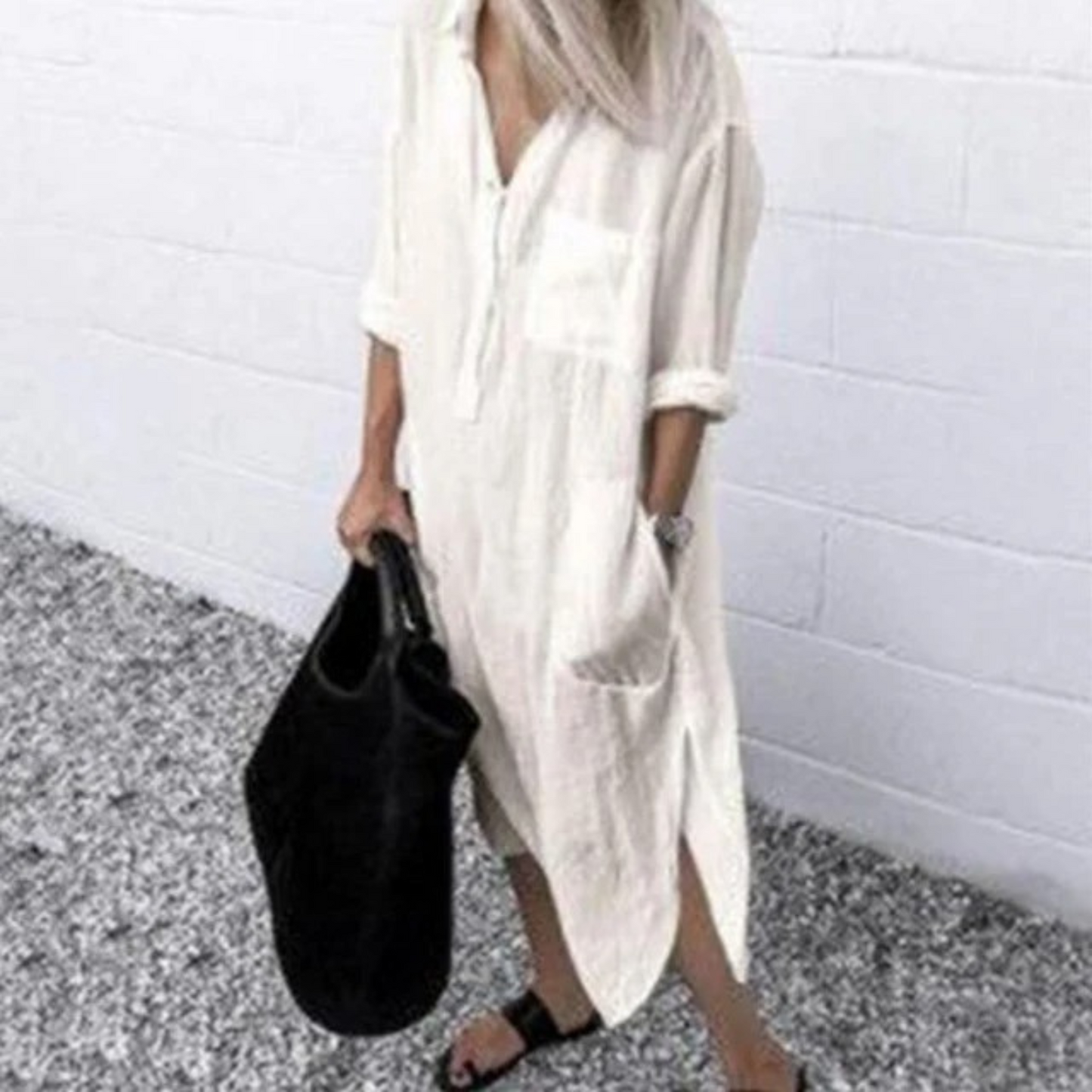 Mc | half-length cotton and linen blouse dress