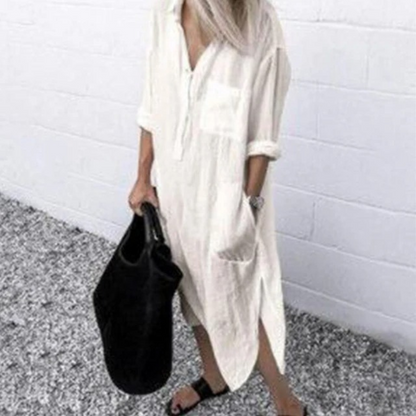 Mc | half-length cotton and linen blouse dress