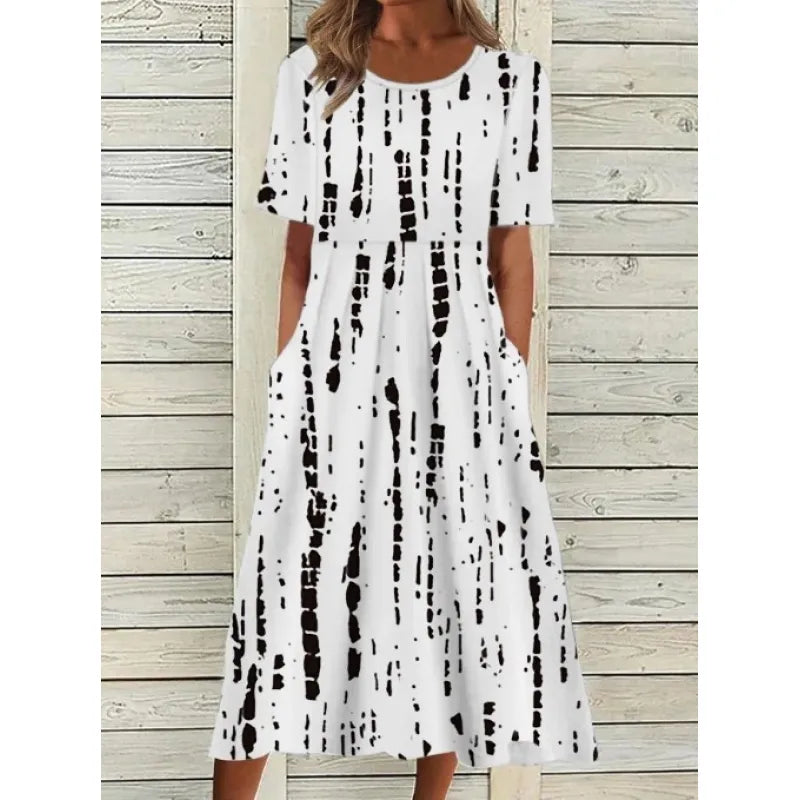 LP | Linen dress with pockets and watercolor floral print