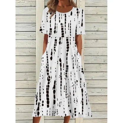 LP | Linen dress with pockets and watercolor floral print