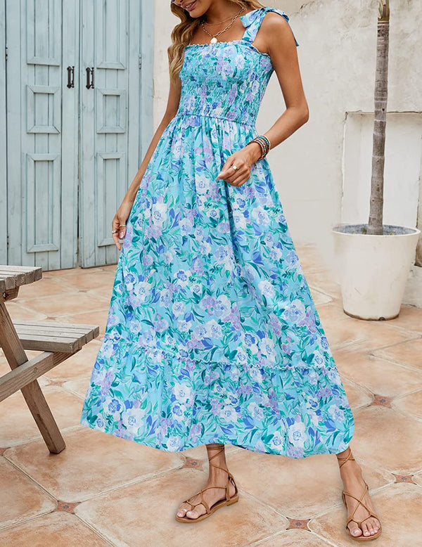 LP | Mila - Strapless women's summer long dresses with bohemian print