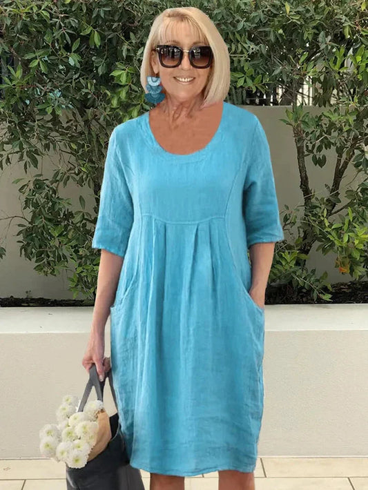 Loose cotton dress with pocket