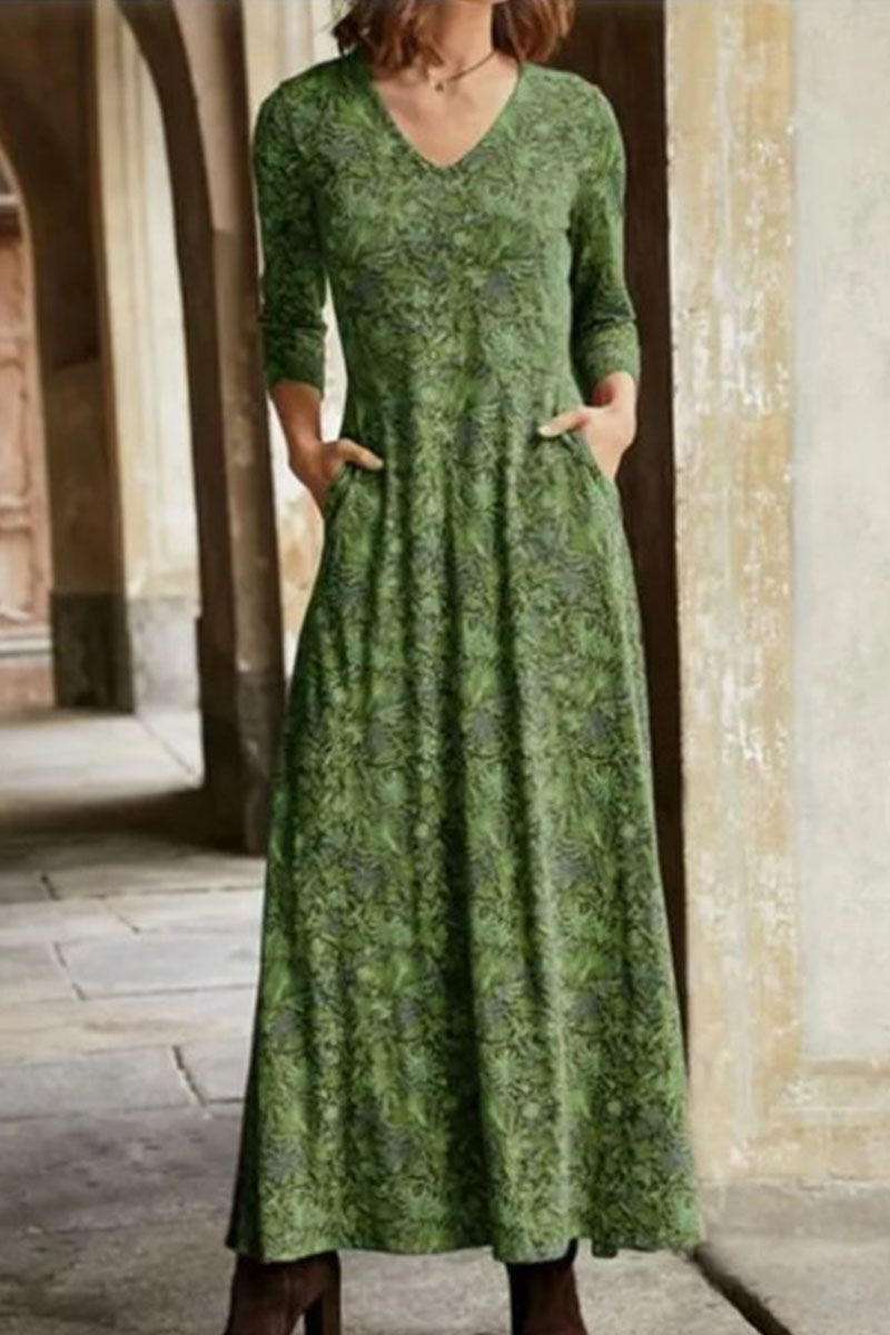 LP | Casual patchwork dresses with print, V-neck and A-line