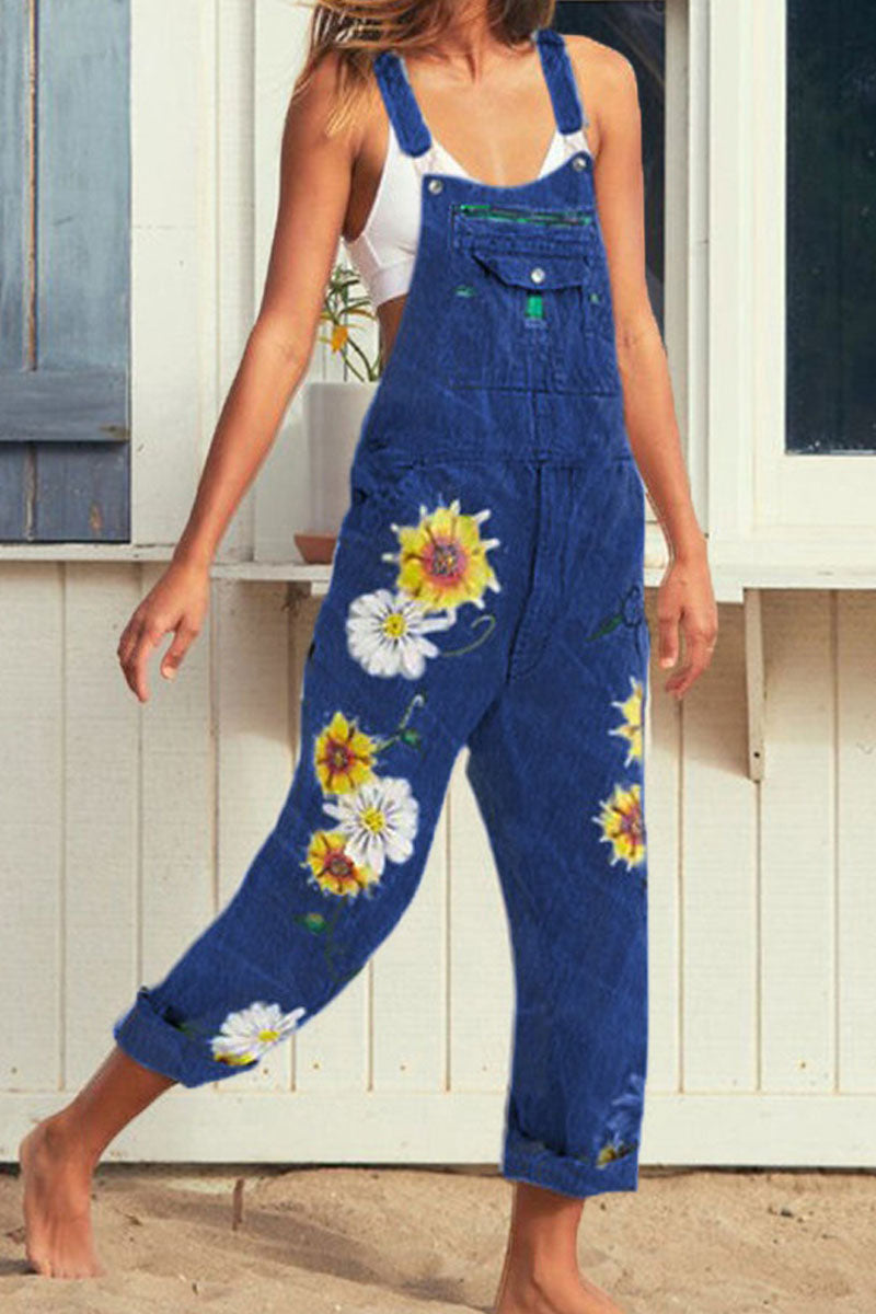 LD Fashion casual print loose denim jumpsuits (3 colors)