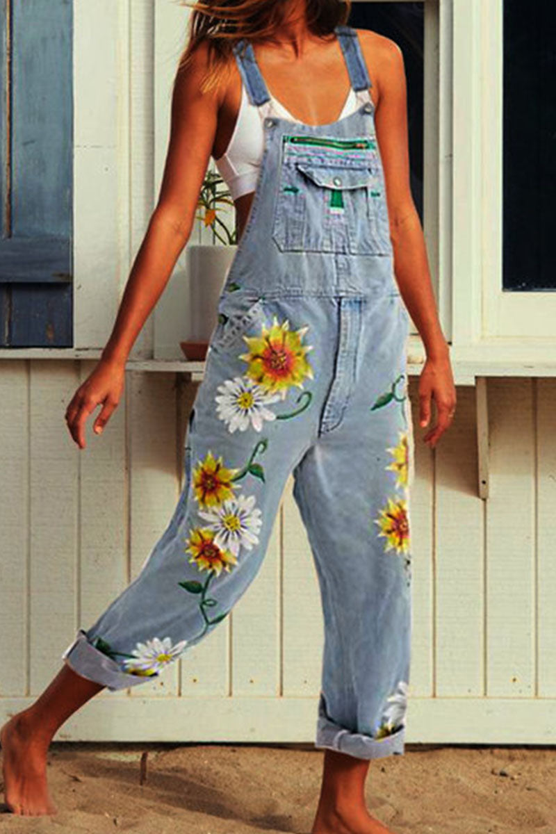 LD Fashion casual print loose denim jumpsuits (3 colors)