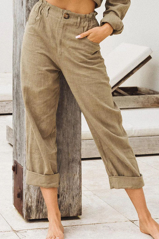 Casual plain patchwork loose straight shorts with high waist (4 colors)