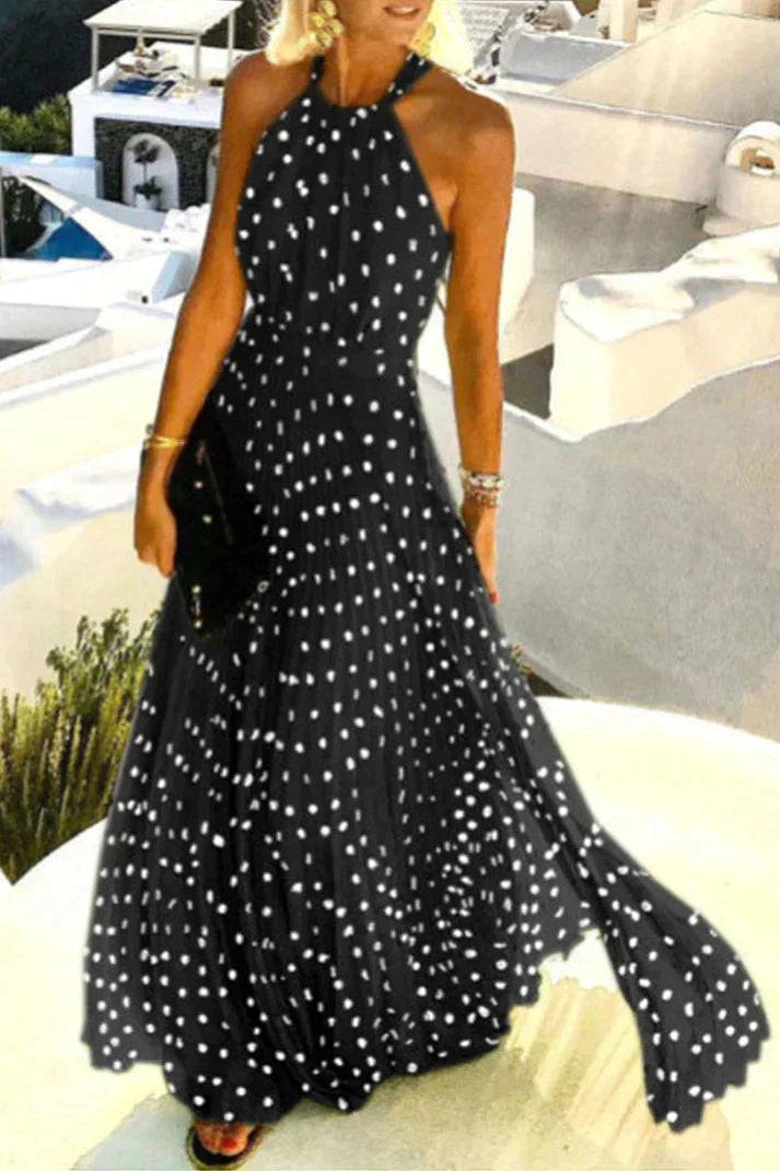 LP | Patchwork dress with bohemian print and pleats