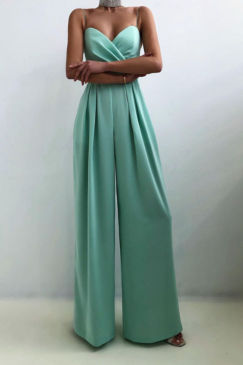 Fashion casual solid patchwork V-neck loose jumpsuits (6 colors)