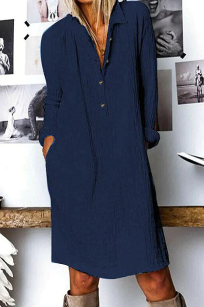 Liana - Casual dresses with turn-down collar and buckle fastening