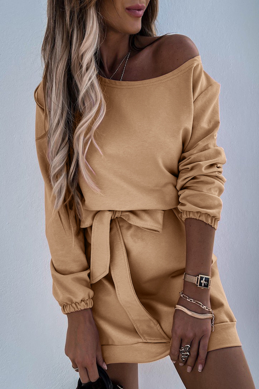 LP | Casual and simple patchwork dresses with straps, slit neck and pencil skirt