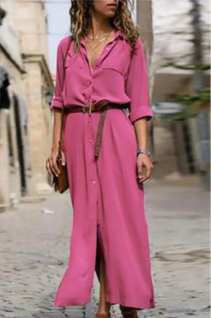 LP | Casual shirt dress with turn-up collar and monochrome patchwork