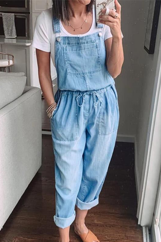 Plain Harlan Jumpsuits with Square Collar