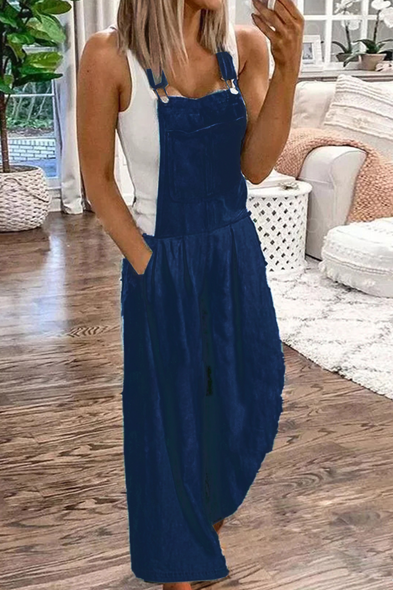 Casual plain pocket pleated strapless jumpsuits (3 colors)