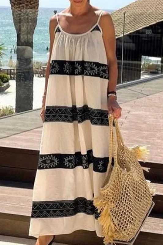 Printed strapless beach dress with print