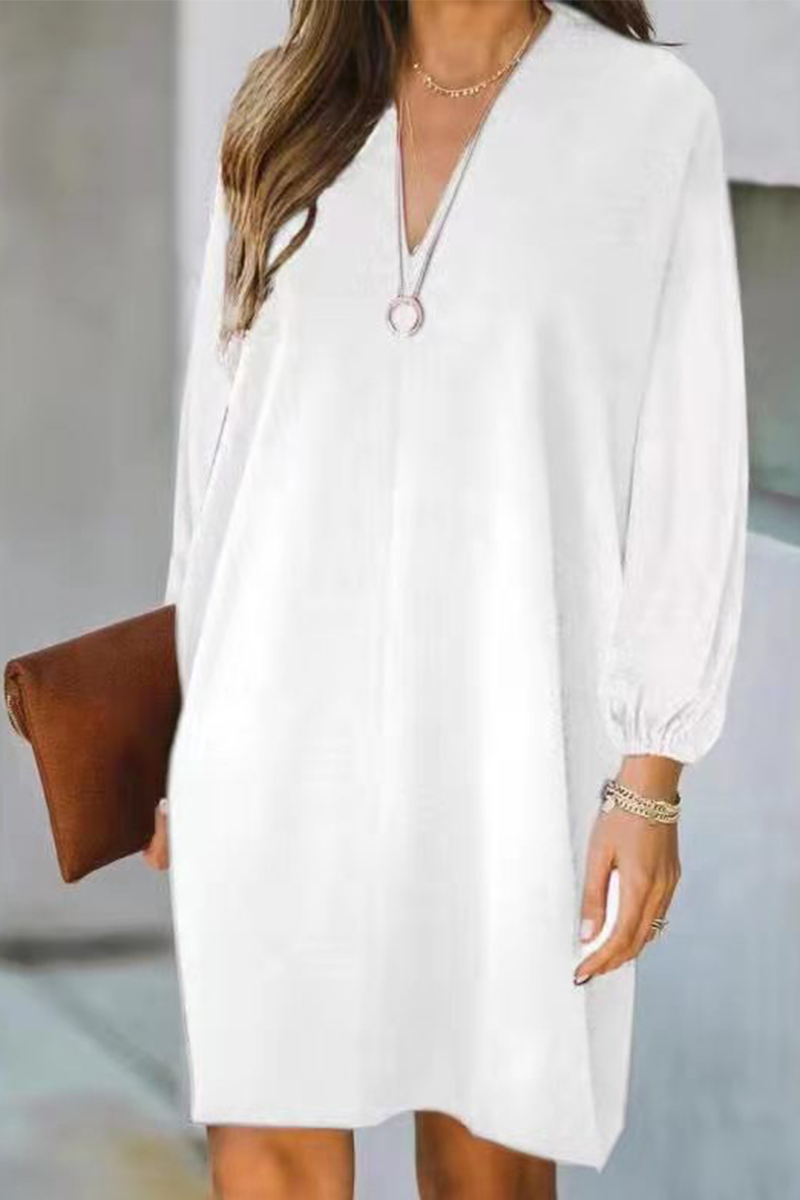 LP | Simple and casual patchwork dresses with v-neckline