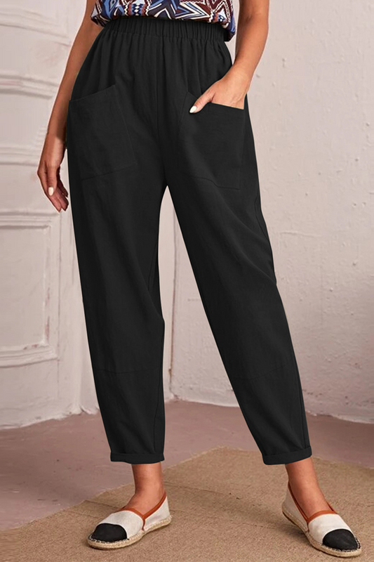 Casual Solid Patchwork Harlan Mid Waist Harlan Solid Colour Trousers