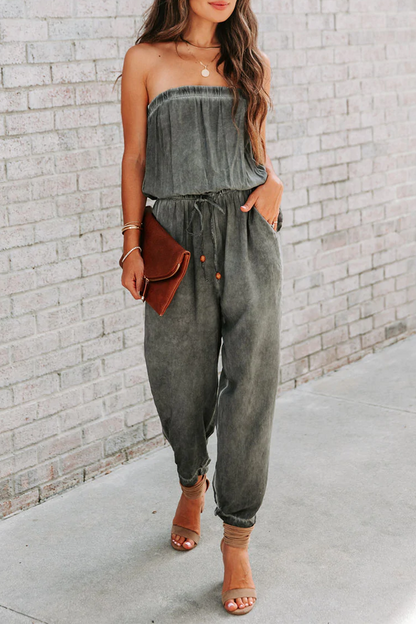 LD Solid Harlan Jumpsuits with one shoulder and patchwork
