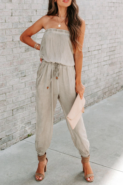 LD Solid Harlan Jumpsuits with one shoulder and patchwork