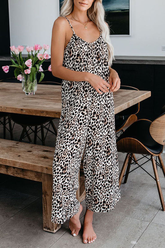 Casual Patchwork Tie-dye Spaghetti Strap Straight Jumpsuits (10 colors)