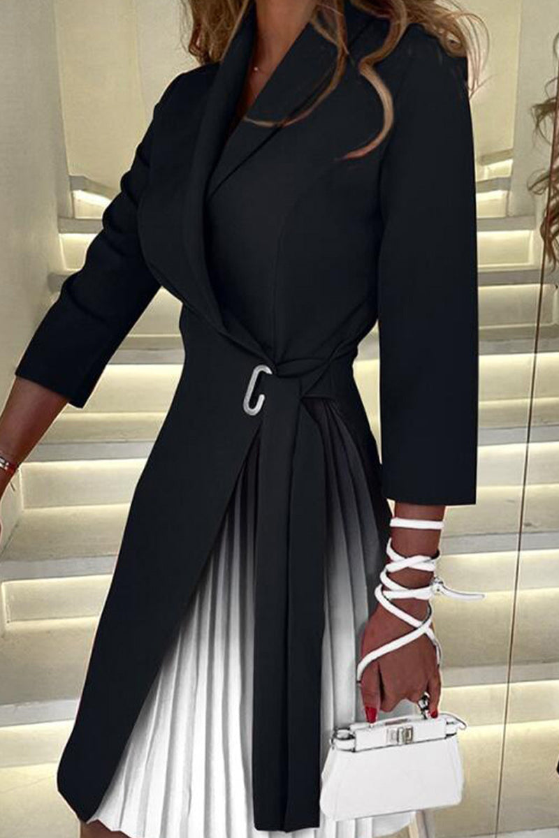 LP | Elegant A-line dresses with color block contrast and V-neckline