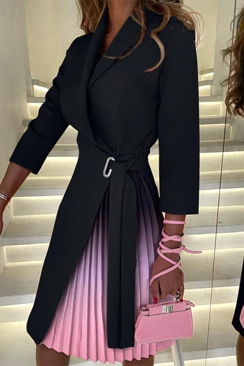 LP | Elegant A-line dresses with color block contrast and V-neckline