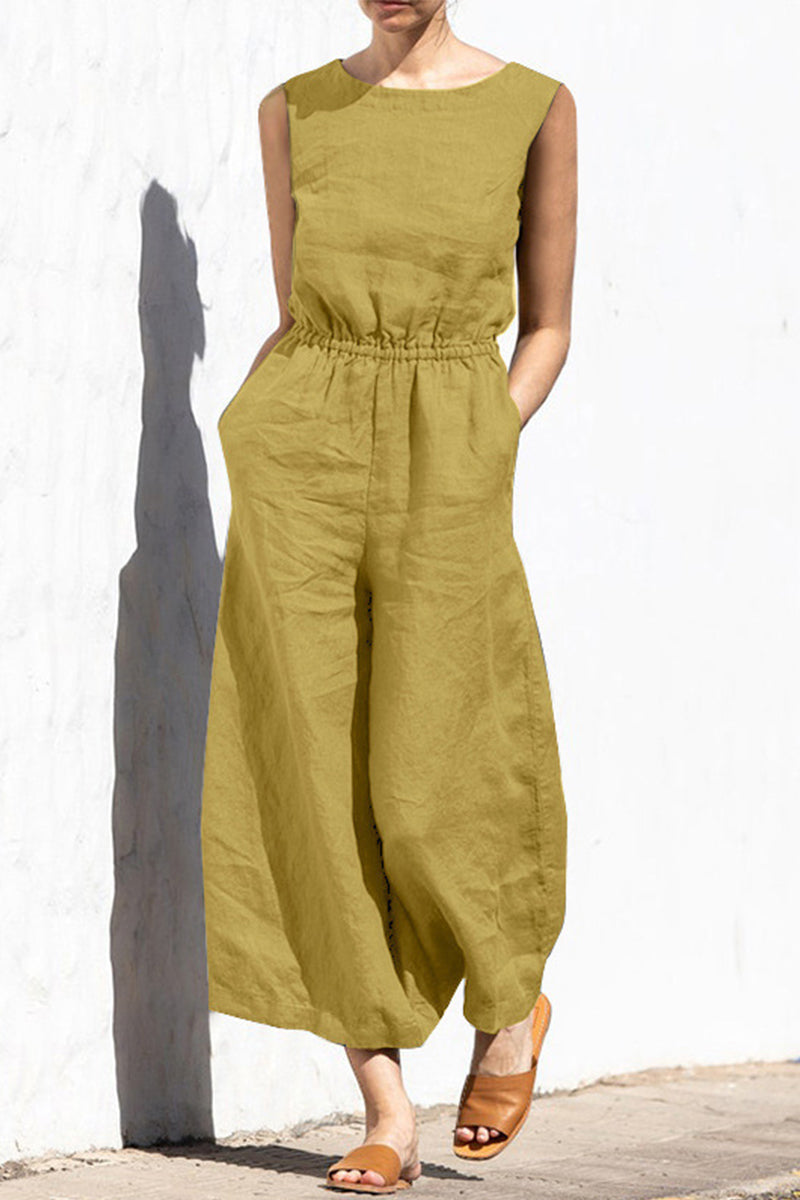 LD Simplicity Solid Color O Neck Loose Jumpsuits (4 Colors)