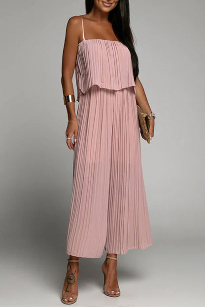 Casual simplicity firm pleats strapless loose jumpsuits (3 colors)