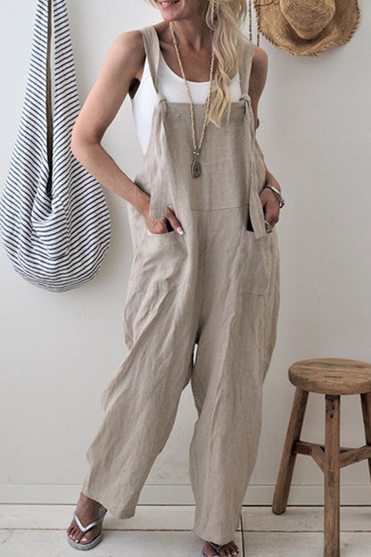 Casual Solid make old patchwork square collar loose jumpsuits (5 colors)