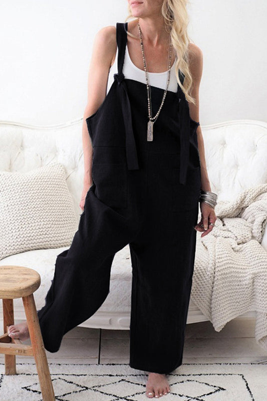 Casual Solid make old patchwork square collar loose jumpsuits (5 colors)