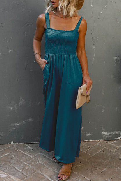 Casual Solid Patchwork Square Collar Loose Jumpsuits (6 Colors)