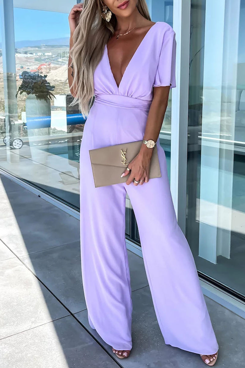 LD Elegant Plain Neck Regular Jumpsuits