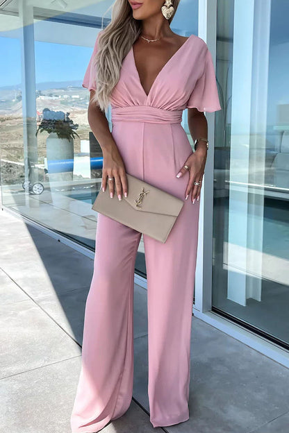 LD Elegant Plain Neck Regular Jumpsuits