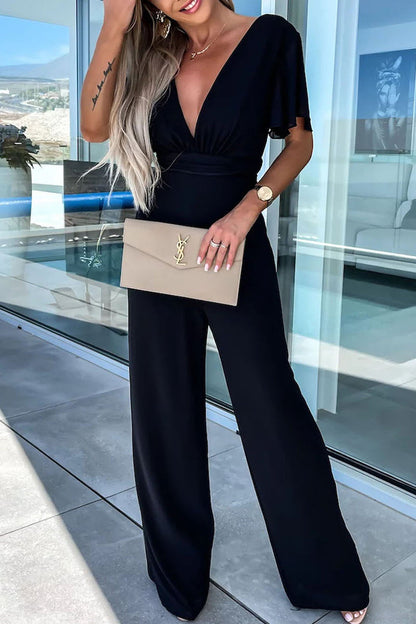 LD Elegant Plain Neck Regular Jumpsuits