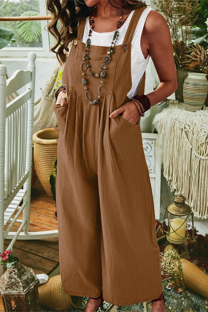 Casual street solid pocket collar loose jumpsuits (7 colors)