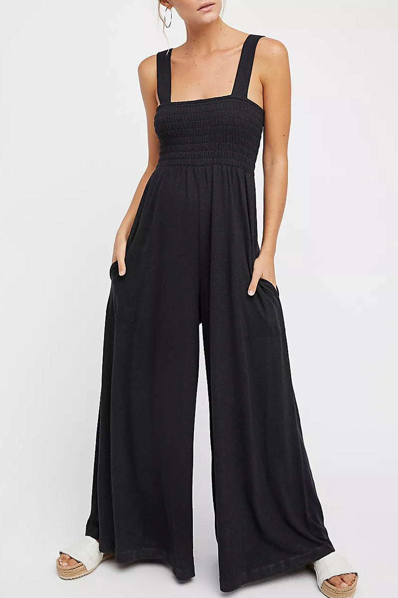LD Simplicity Solid Bag Loose Jumpsuits
