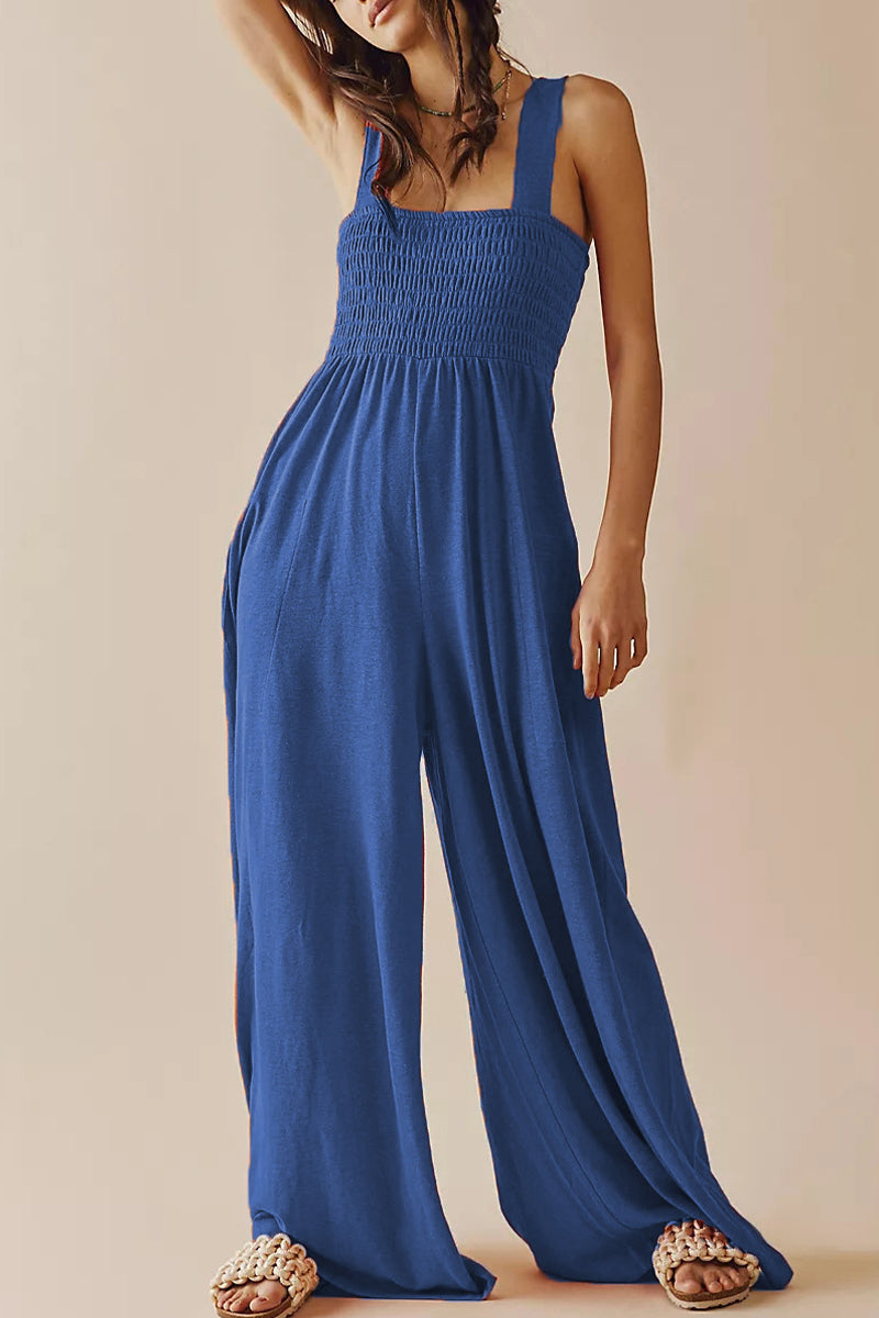 LD Simplicity Solid Bag Loose Jumpsuits