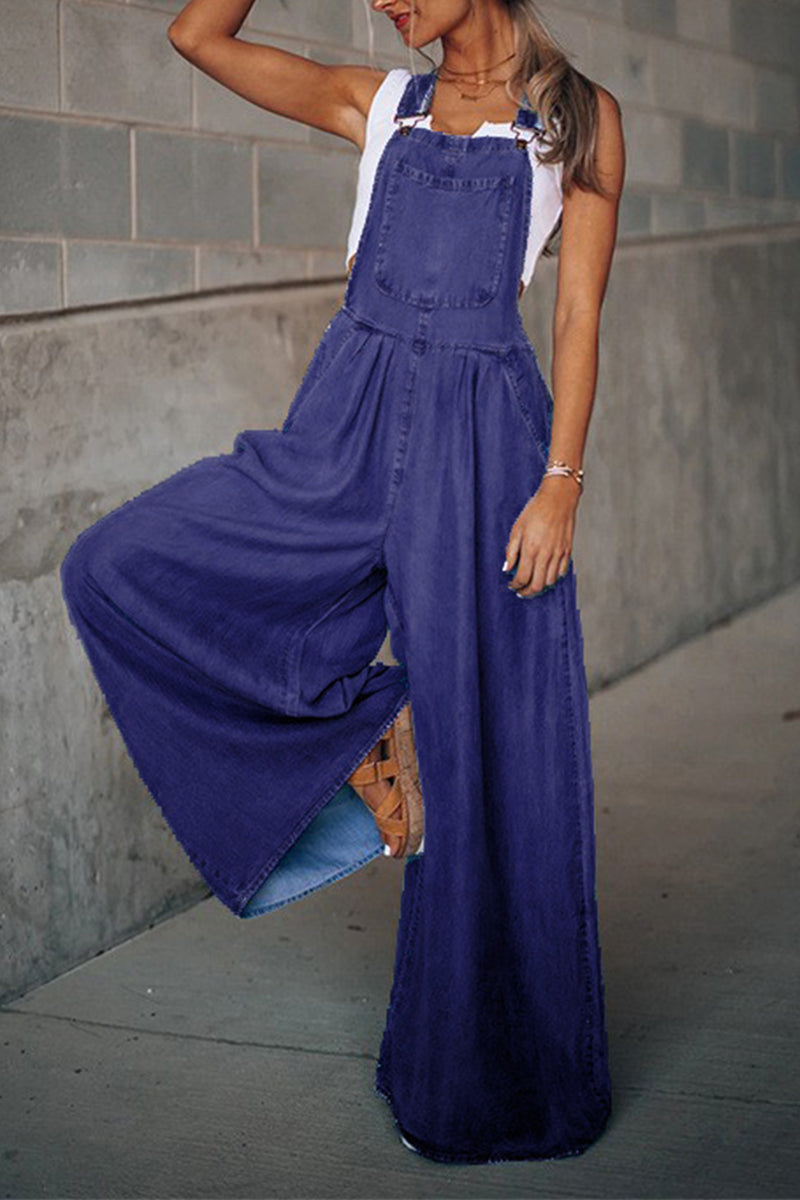 Fashion casual sturdy bag spaghetti strap loose jumpsuits (4 colors)