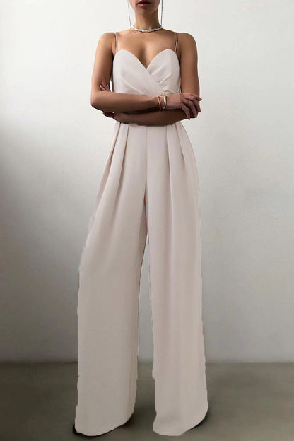 LD Fashion casual solid patchwork V-neck loose jumpsuits (6 colors)