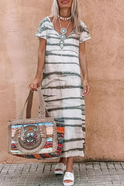 Casual dress with stripe print